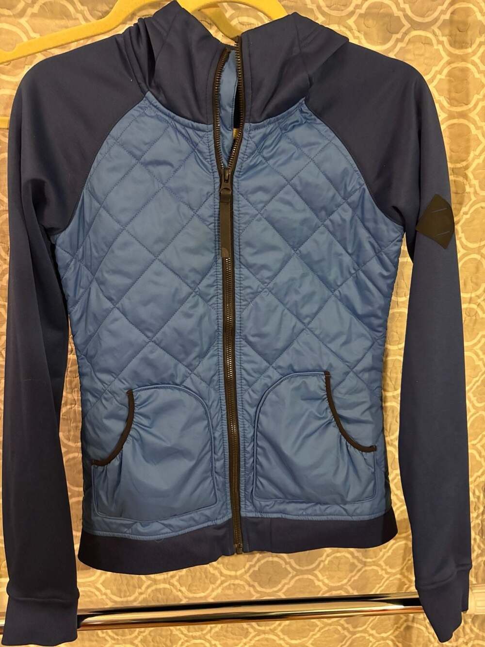 The North Face Women's Mashup Quilted Full Zip Hoodie Jacket Blue Size XS